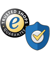 Znak Trusted Shops z tarczą i symbolem potwierdzenia